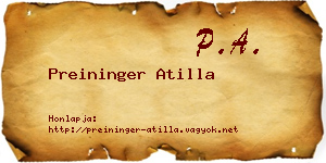 Preininger Atilla névjegykártya